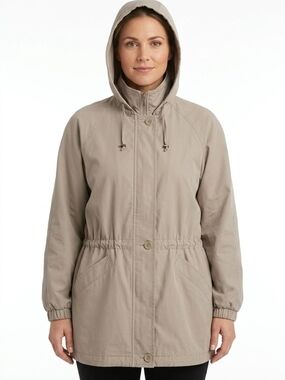 London Fog Hooded Utility Anorak Jacket - Taupe